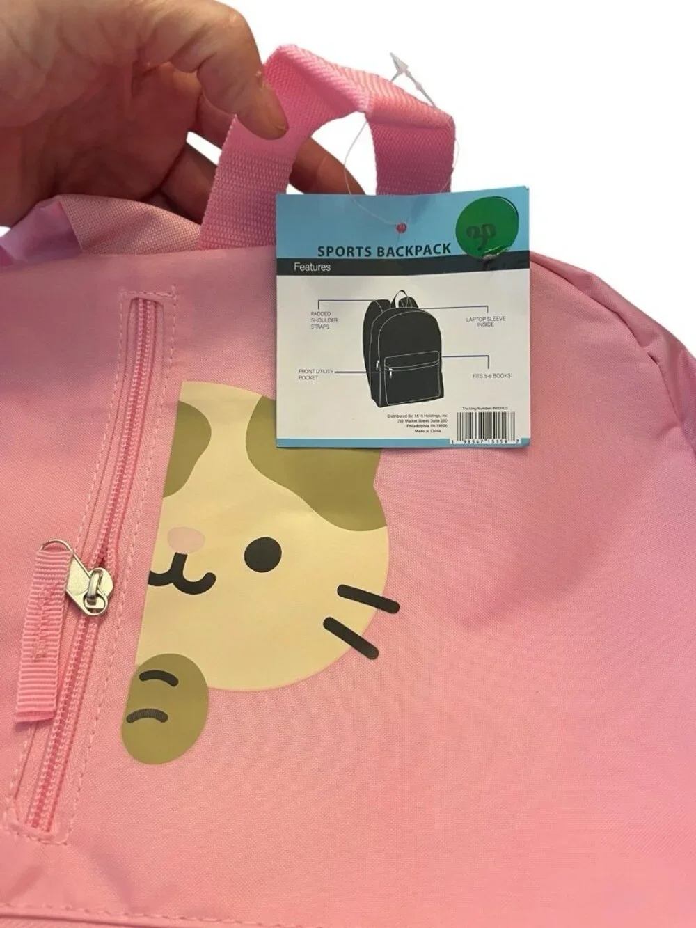 Metropack Pink Kitty Cat Nylon Backpack Travel School Girls Bag NWT